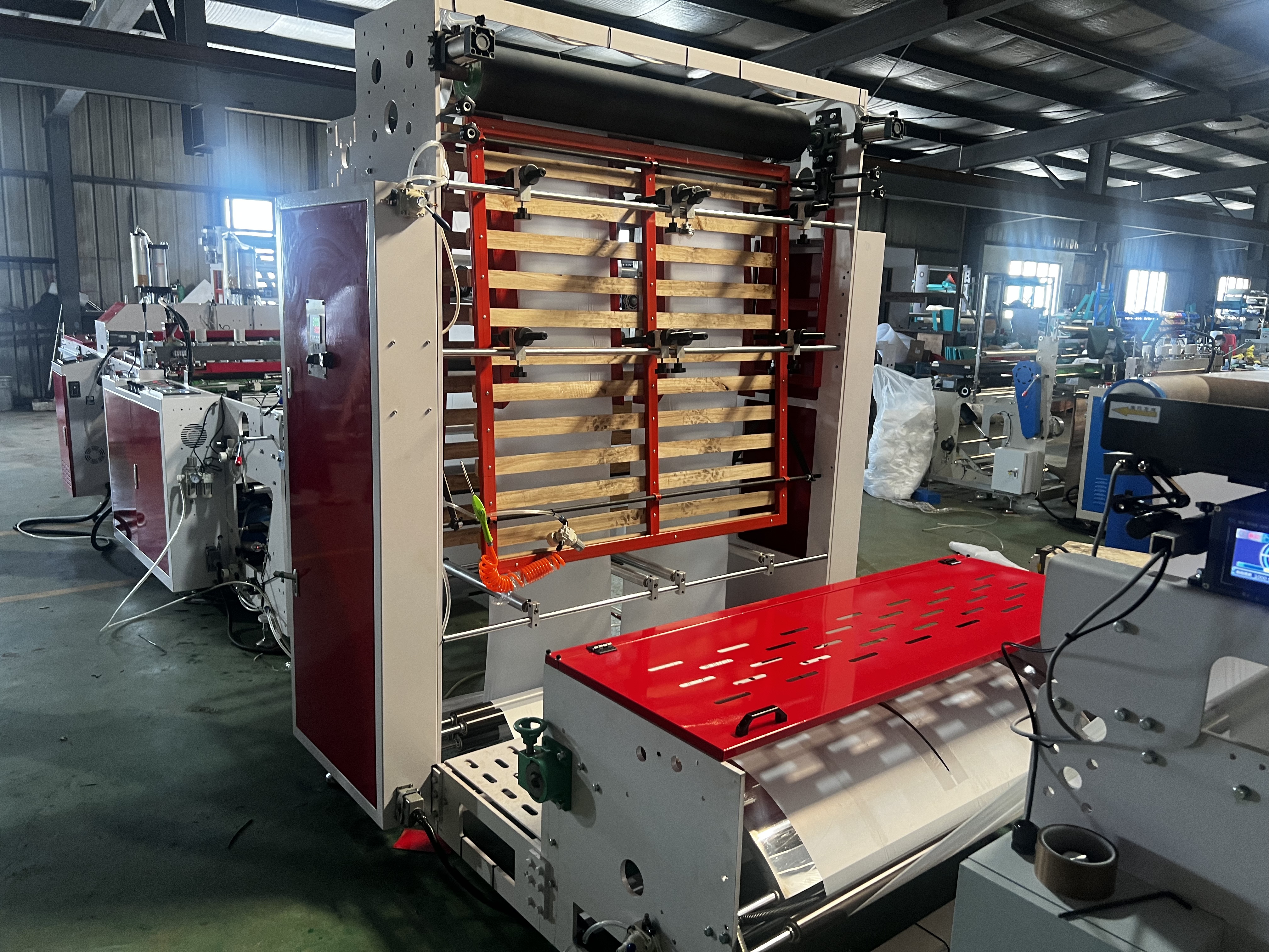  Two Lines Fully Automatic Plastic PE T-shirt Bag Making Machine for 1 Jumbo Film 